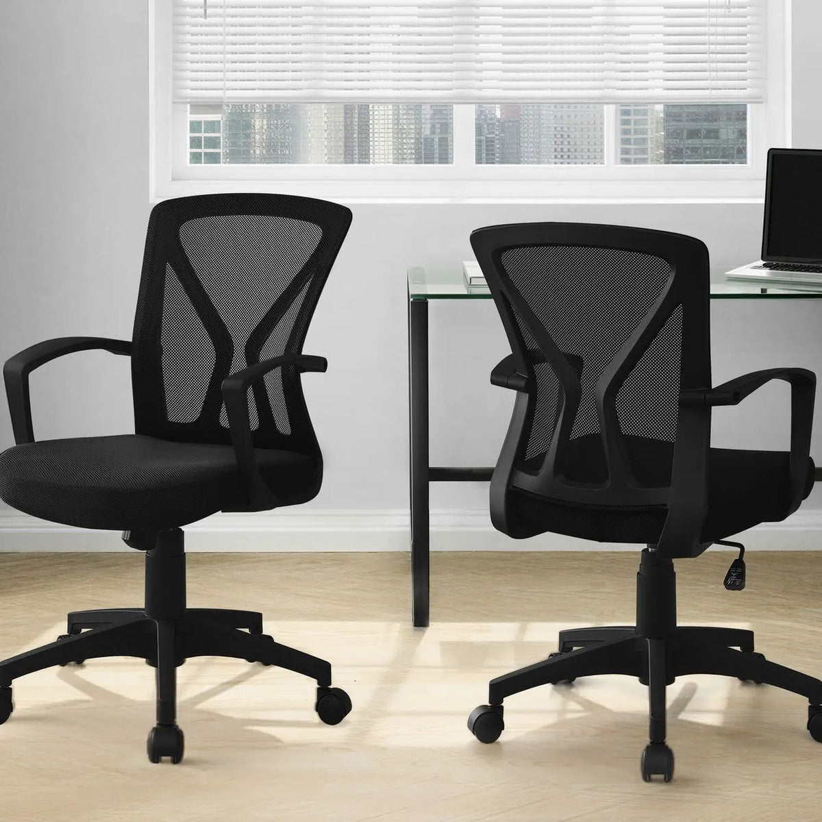 Mesh Mid-Back Office Chair | Fixed Armrests | Deep Extra-Wide Seat | 35.25 Inch Height