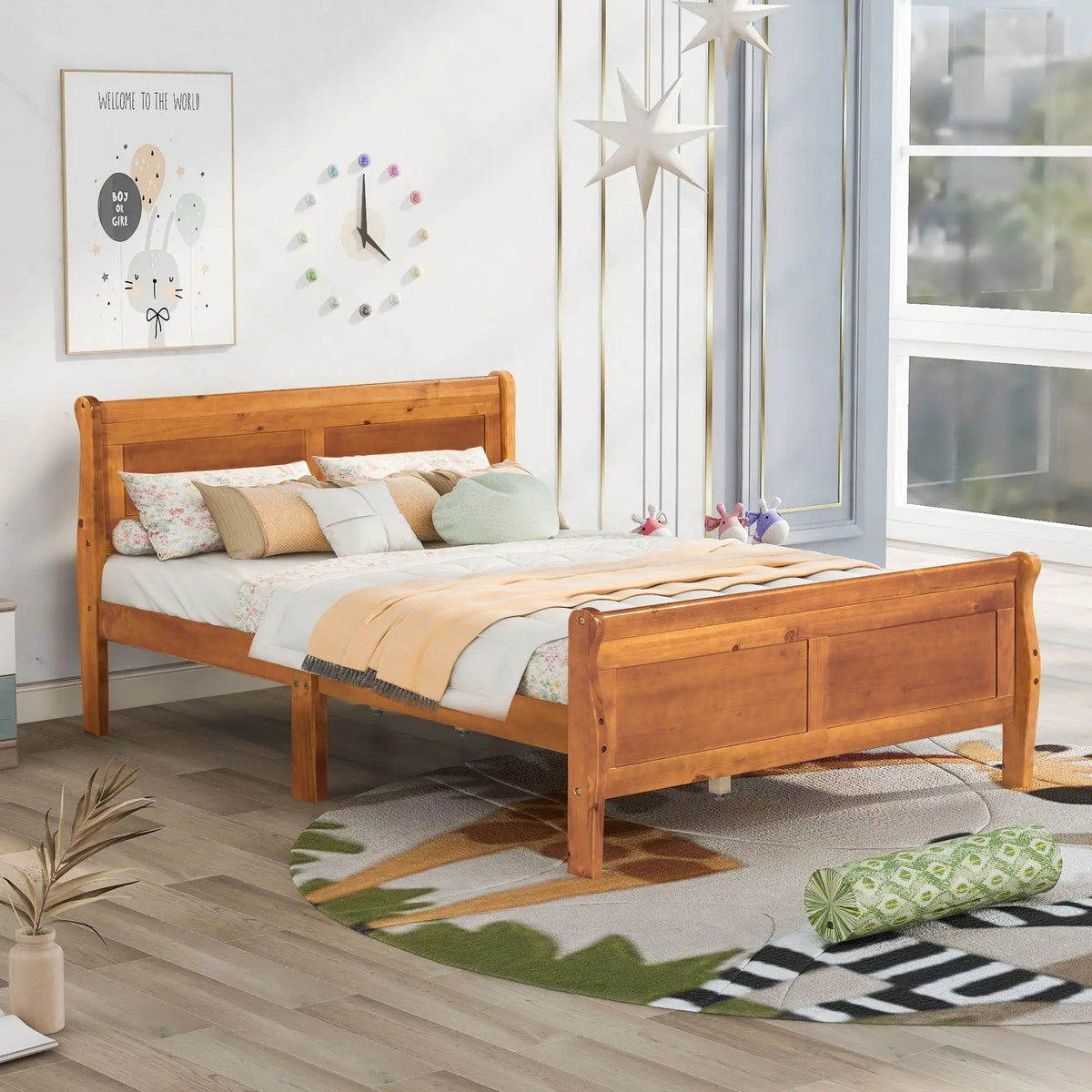 Wood Platform Bed Frame | Headboard Footboard | Wood Slat Support