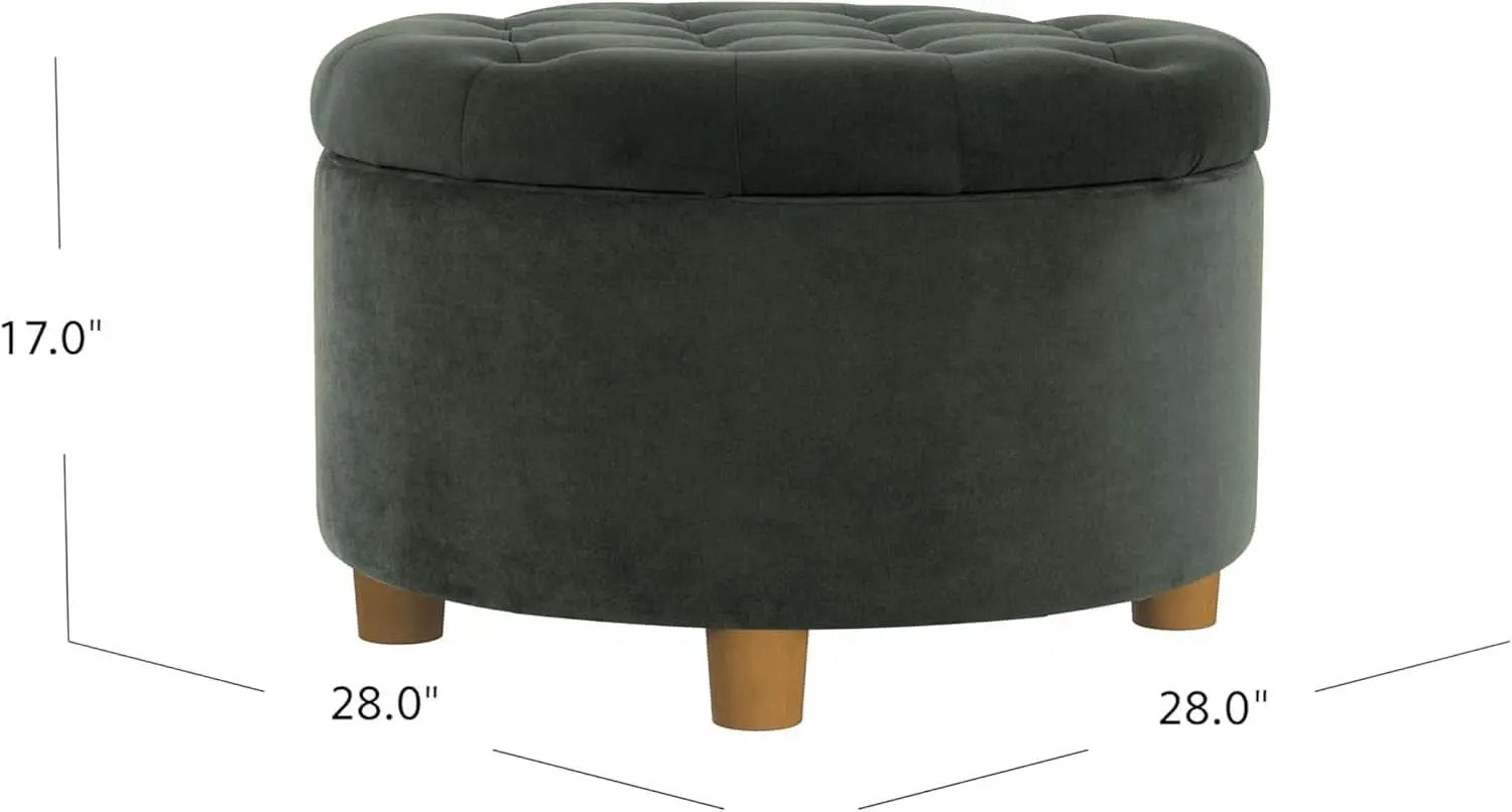 Handcrafted Loden Green Velvet Storage Ottoman 28In from PriceLows™