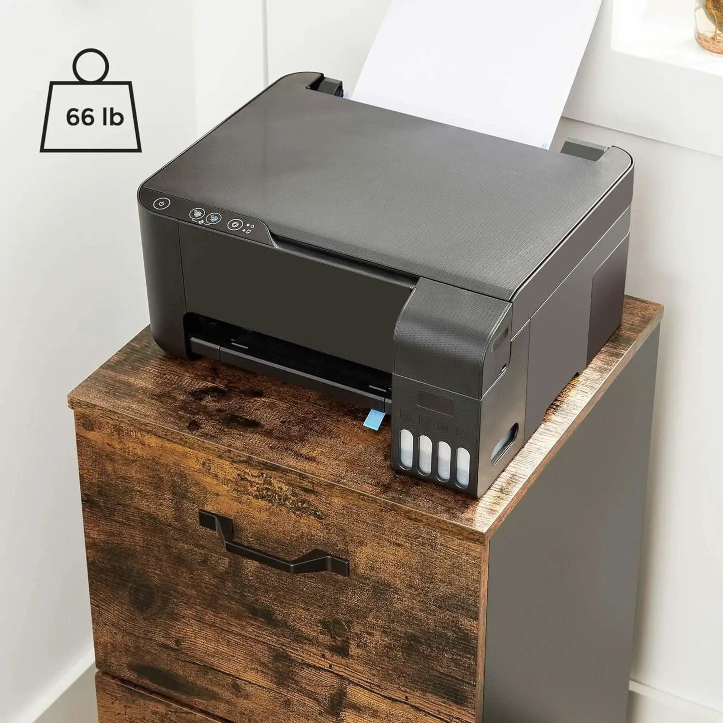 Two Drawer File Cabinet For Home Office Rolling Rustic Brown And Black Fits A4 And Letter Files from PriceLows™