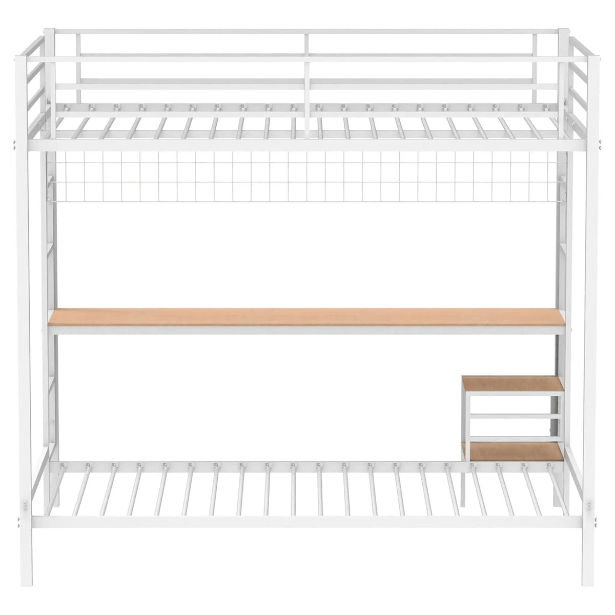 Bettoni Metal Full Over Twin Workstation Bunk Bed Matte | 77.75 x 56.25 x 72 in | Engineered Wood & Metal | White