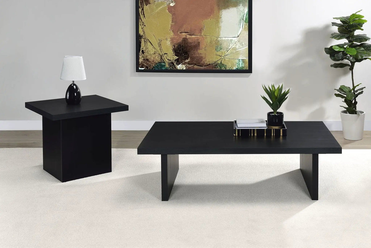 Max 2-piece Rectangular Coffee and End Table Set | 2-Piece Set | Engineered Wood & Veneer | Black