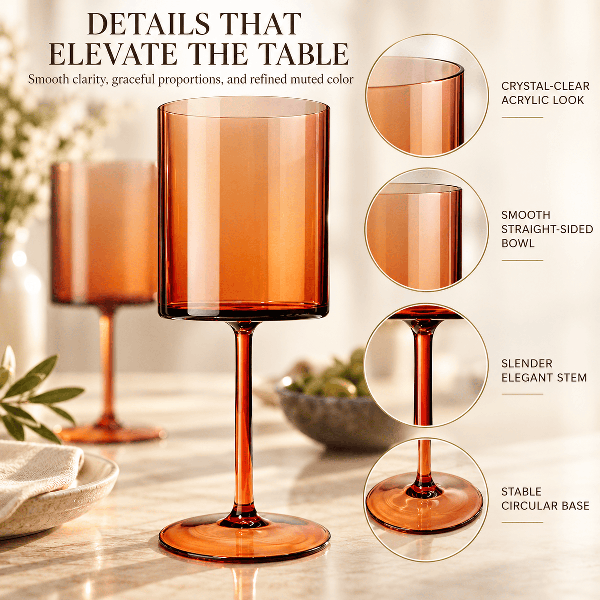 Eze Acrylic Stemmed Wine Glassware | 14 oz | Set of 4 | Acrylic