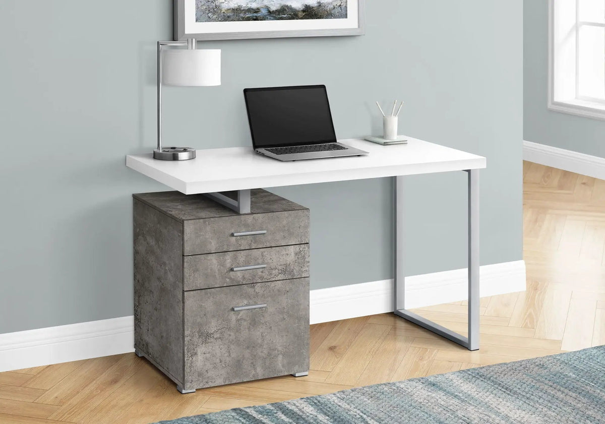 Computer Desk | Left Right Set-Up | Open Cubby And Storage Drawers | 47.25 Inch Length