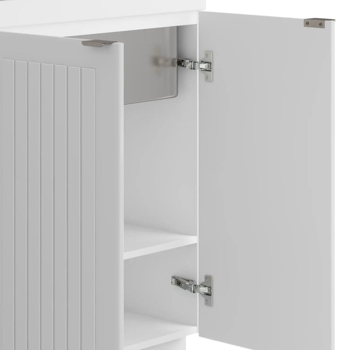 Murphy Laundry Cabinet | Faucet And Stainless Steel Sink | Two Doors | Brushed Nickel Hardware