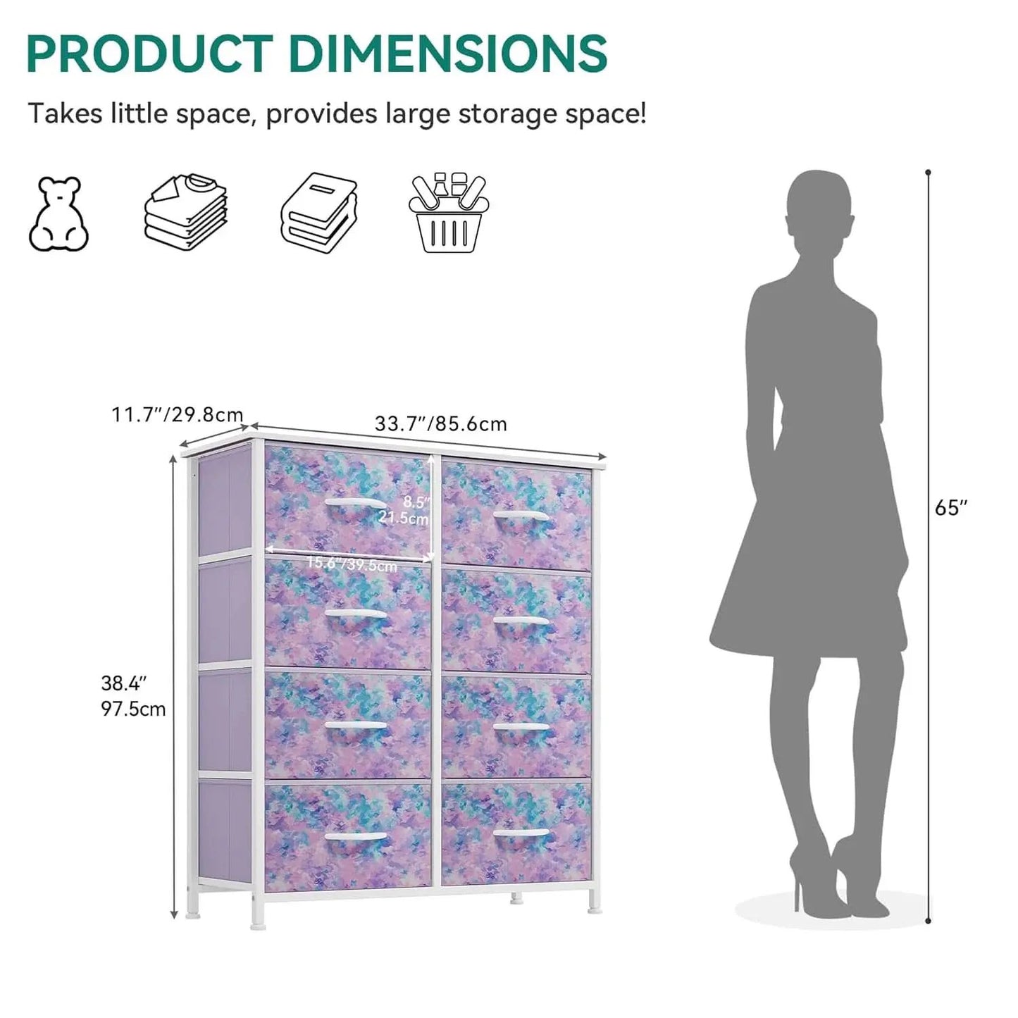 Fabric Dresser With Eight Drawers Storage Organizer from PriceLows™