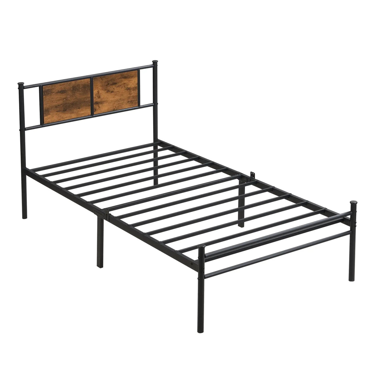 Modern Metal Bed Frame | Wood Panel Headboard | 10.8 Inch Under Bed Storage | Steel Structure