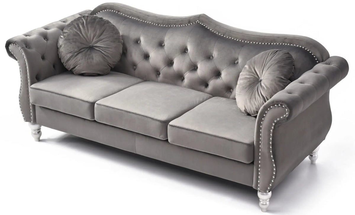 Hollywood Sofa | Updated Glam Design | Hand-Applied Nailhead Trim | Pocketed Coil Cushions