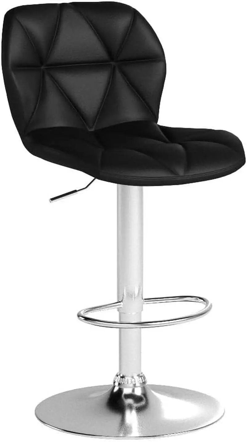 Set Of 2 Modern Adjustable Black PU Leather Bar Stools from PriceLows™