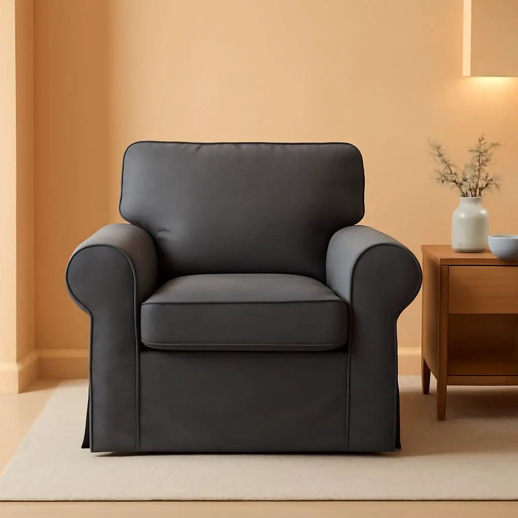 Ektorp Armchair Cotton Slipcover Dark Grey Replacement For IKEA Ektorp Chair from PriceLows™