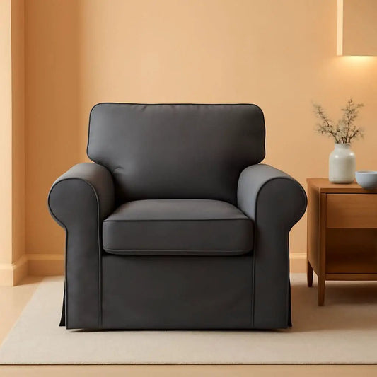 Ektorp Armchair Cotton Slipcover Dark Grey Replacement For IKEA Ektorp Chair from PriceLows™