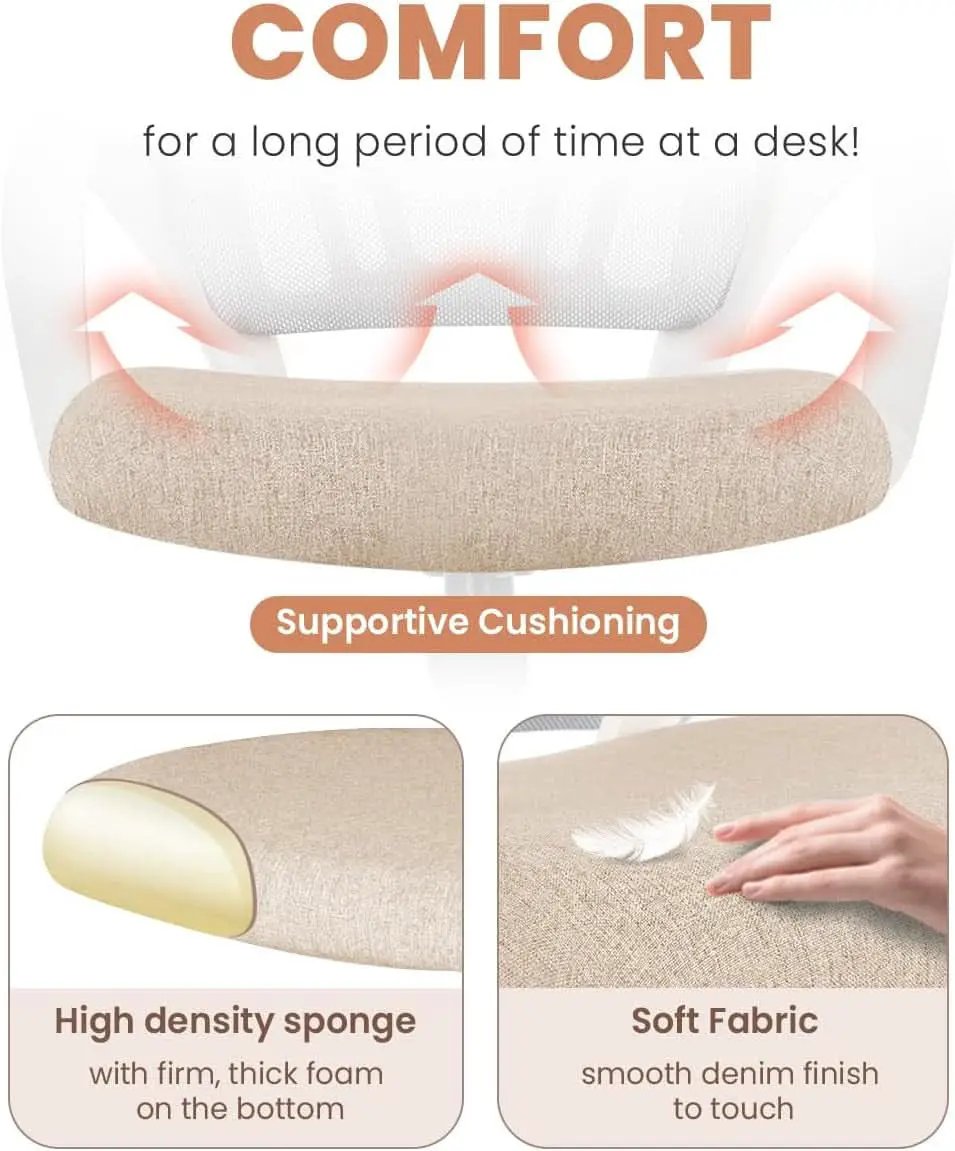 Ergonomic Beige Office Chair With Adjustable Lumbar Support from PriceLows™