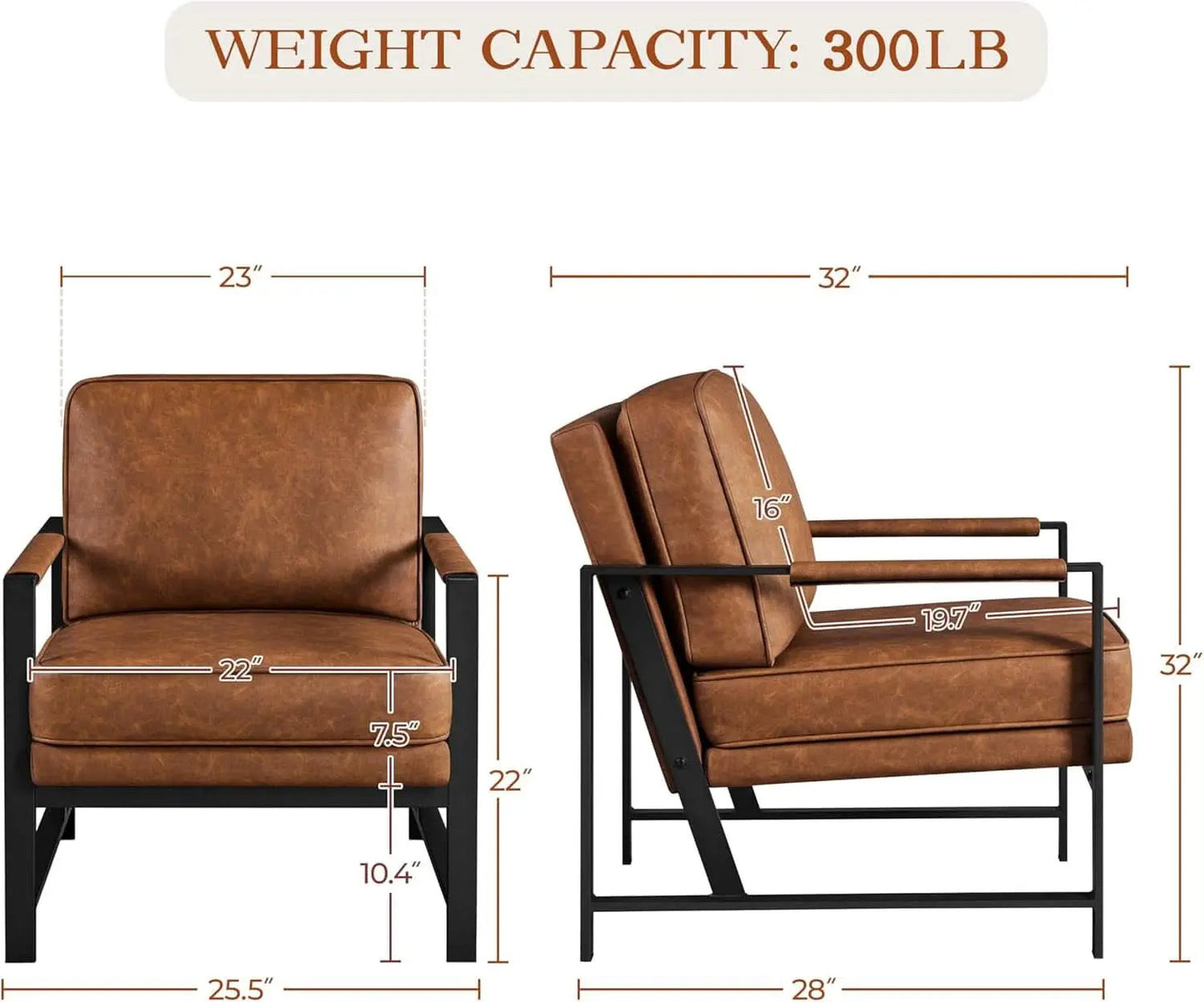 Luxurious PU Leather Armchair Set Ultrasoft Chestnut from PriceLows™