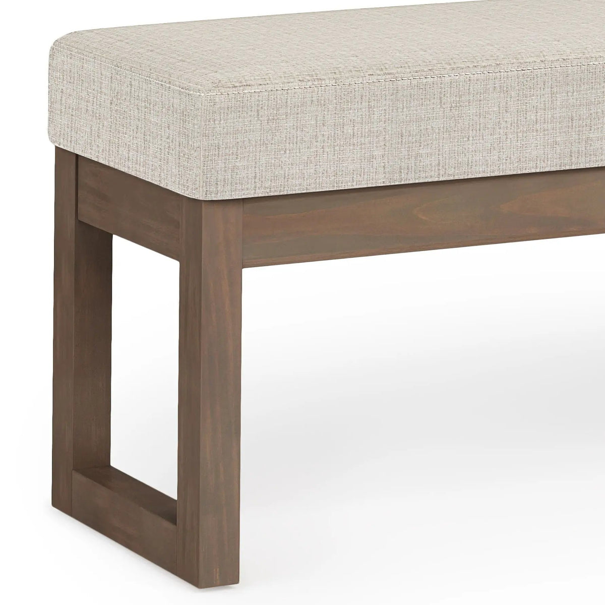 Milltown Upholstered Ottoman Bench | Driftwood Solid Wood Base | Versatile Design | 44.5 Inch Width