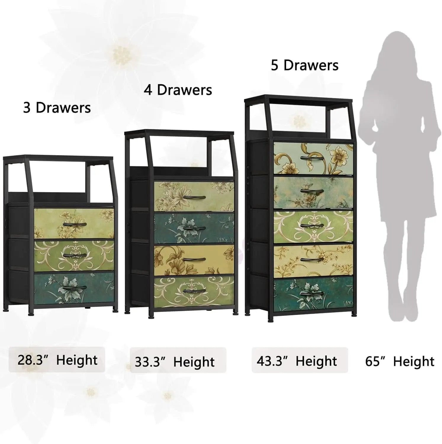 Retro Nightstand With 3 Drawers And 2 Tier Shelf Storage from PriceLows™