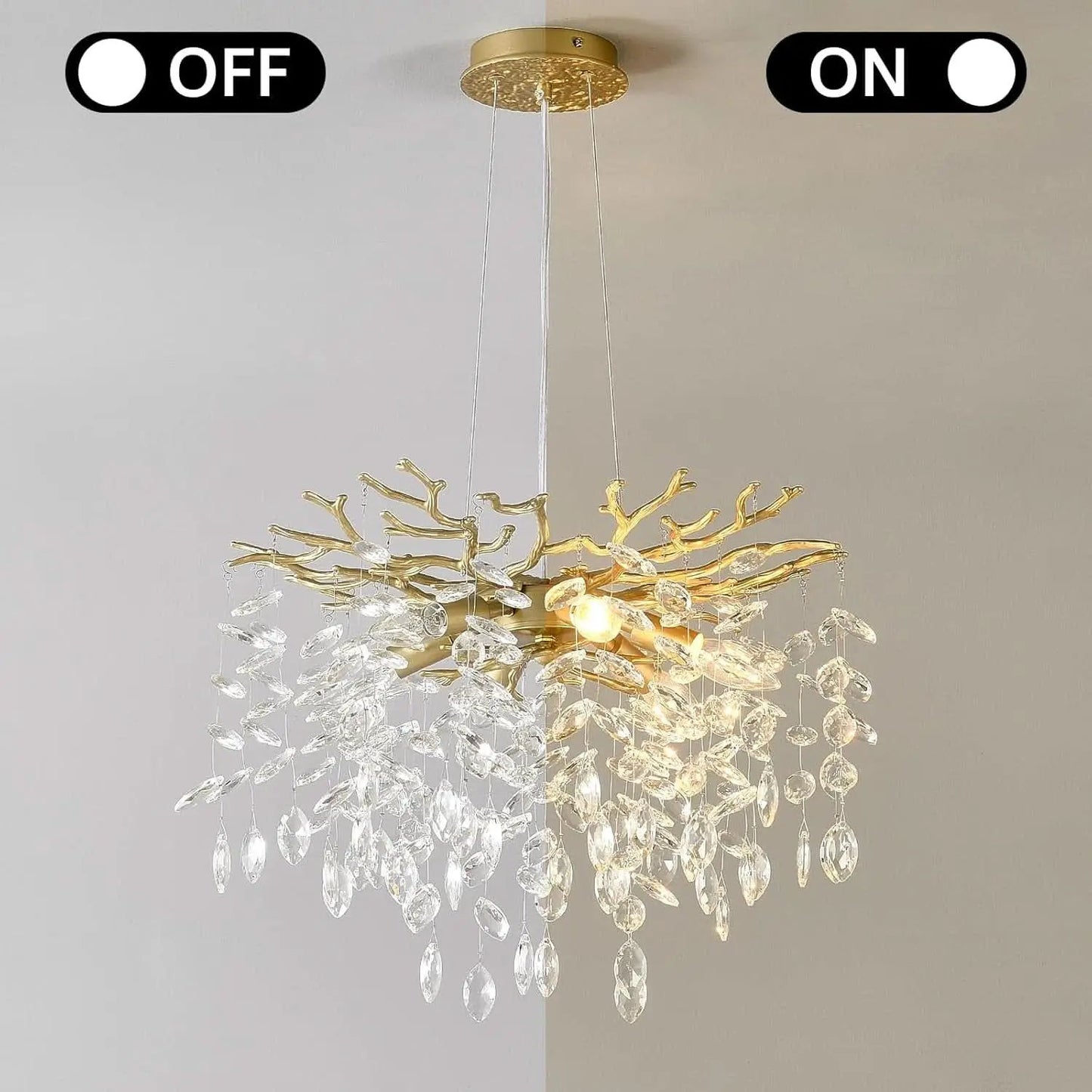 Gold Crystal Tree Branch Chandelier 18 Inch K9 Crystals from PriceLows™