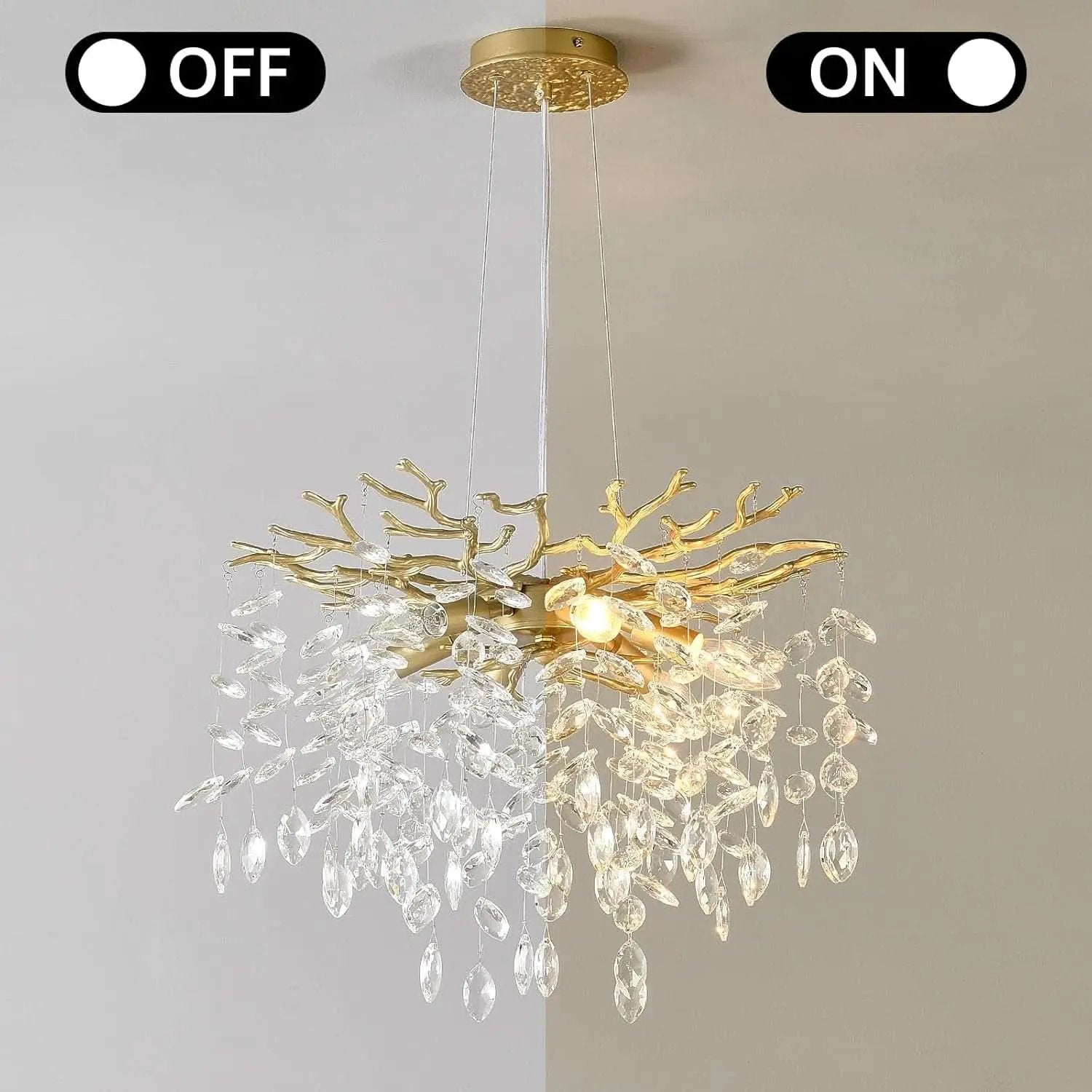 Gold Crystal Tree Branch Chandelier 18 Inch K9 Crystals from PriceLows™