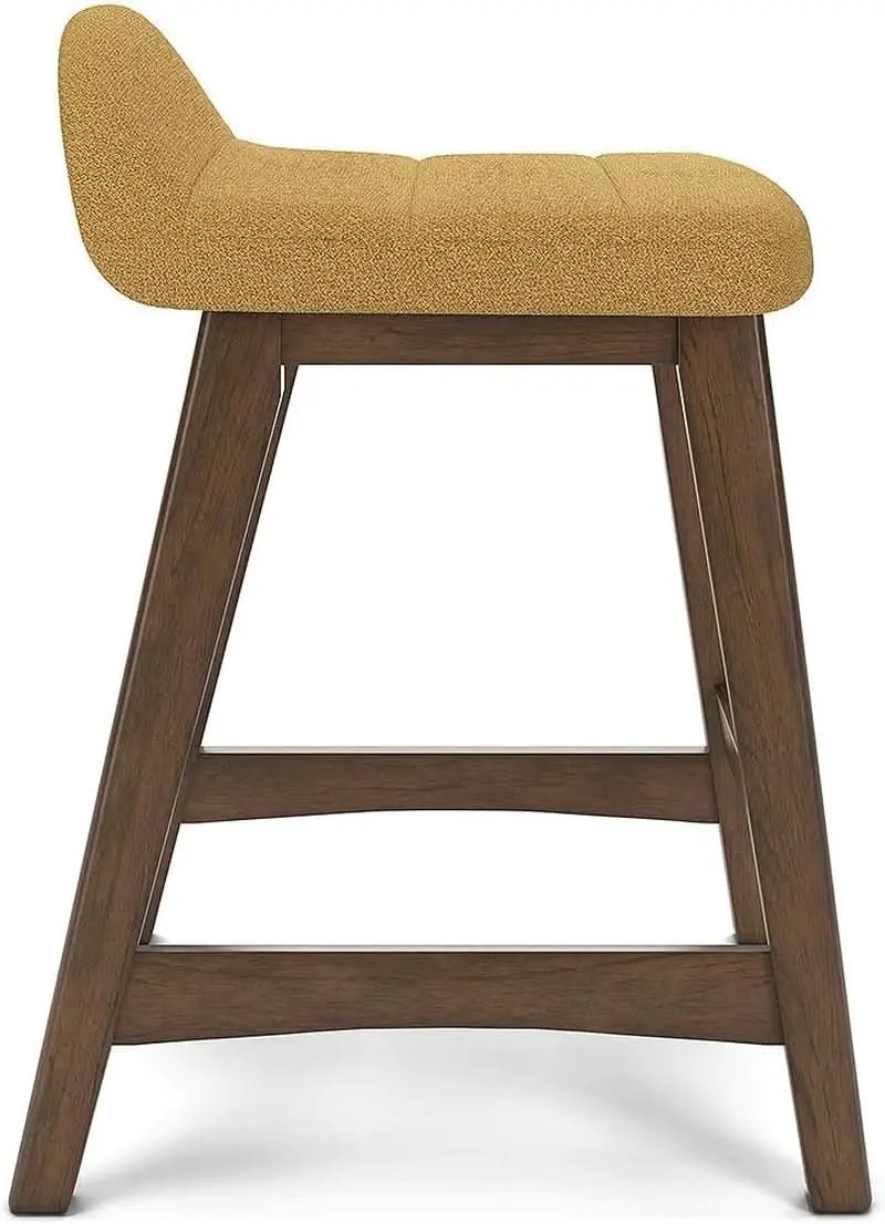 Mustard Brown Upholstered Counter Height Bar Stool Set Of 2 from PriceLows™