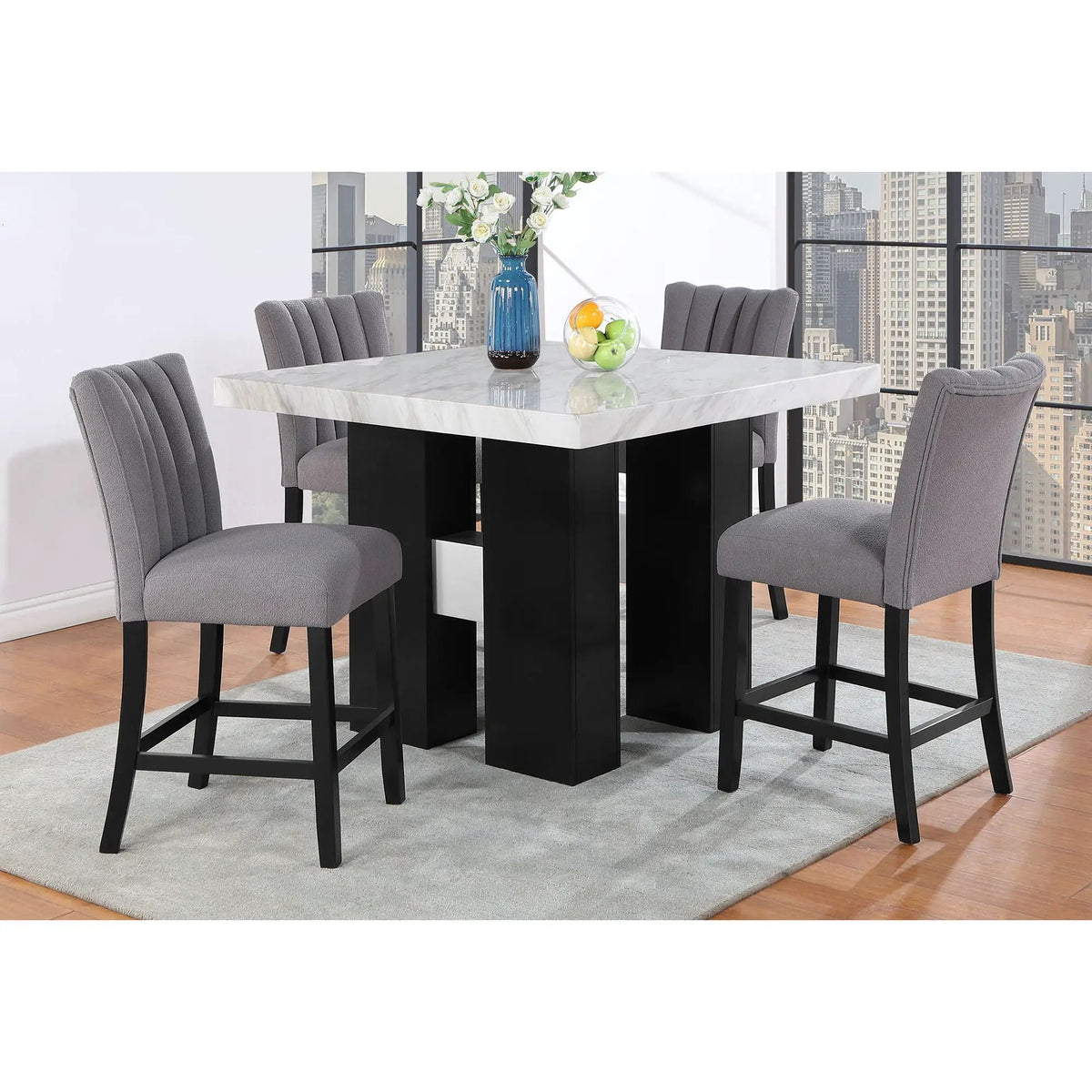 Mikha Bar Table | 48 Inch Square | Rubberwood Construction | Sleek Finish