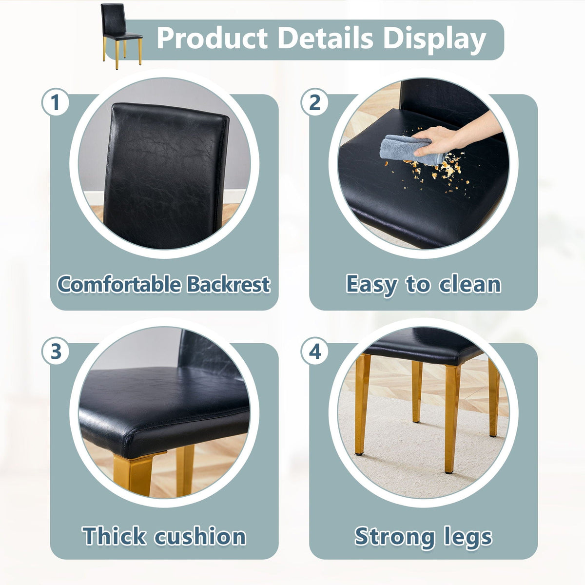 Modern Dining Chairs With Metal Legs Chair Set | 3 Pieces | Metal | Dining Room