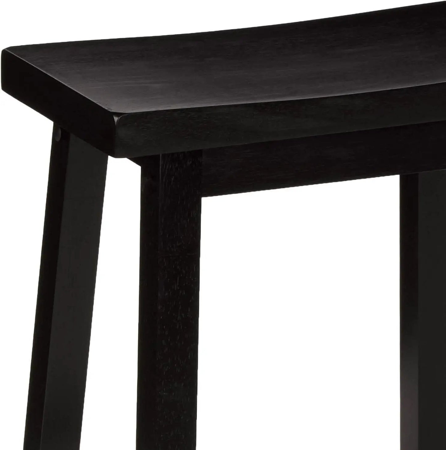 Solid Wood Saddle Bar Stool Counter Height Set 2 Black 24In from PriceLows™