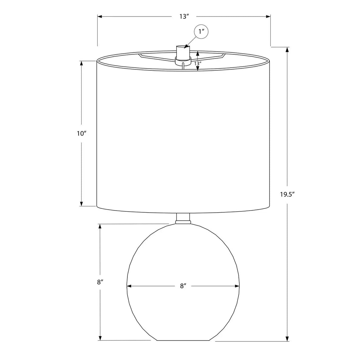 Sphere Table Lamp | Concrete Base | 19.5 Inch Height | 3-Way Rotary Switch