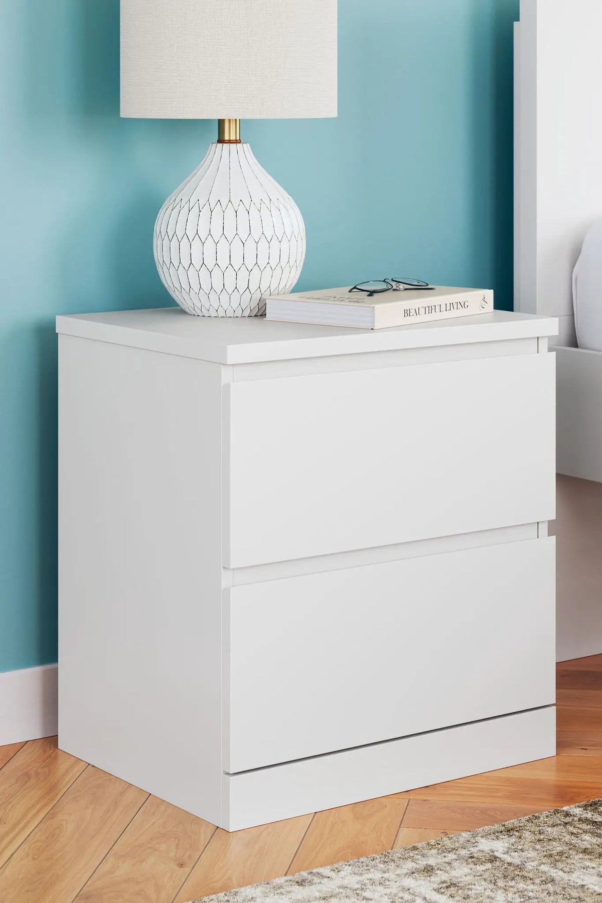 Onita Two Drawer Nightstand | Minimal Design | Hardware-Less Look | Relaxed Finish