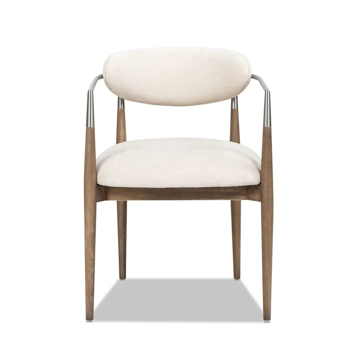 Artemis Mixed Material Upholstered Dining Arm Chair | 22 x 23 x 30.5 in | Rubberwood | Warm White