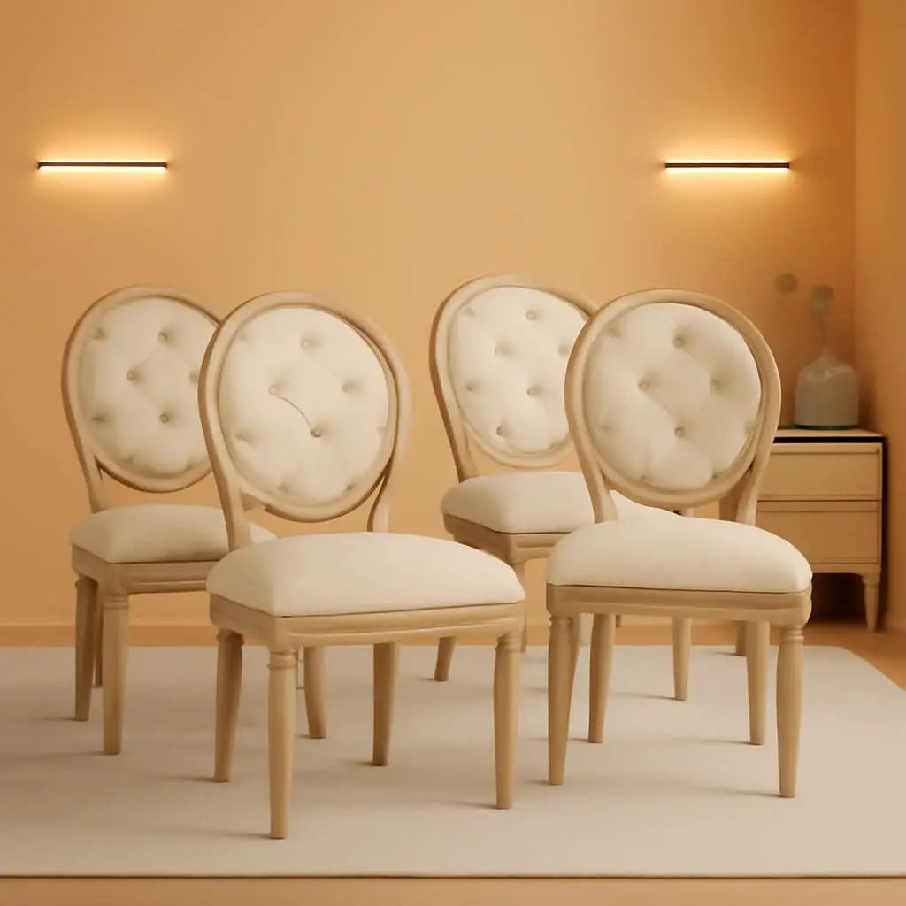 French Country Dining Chairs Set Of 4 Louis Style With Curved Backrest from PriceLows™