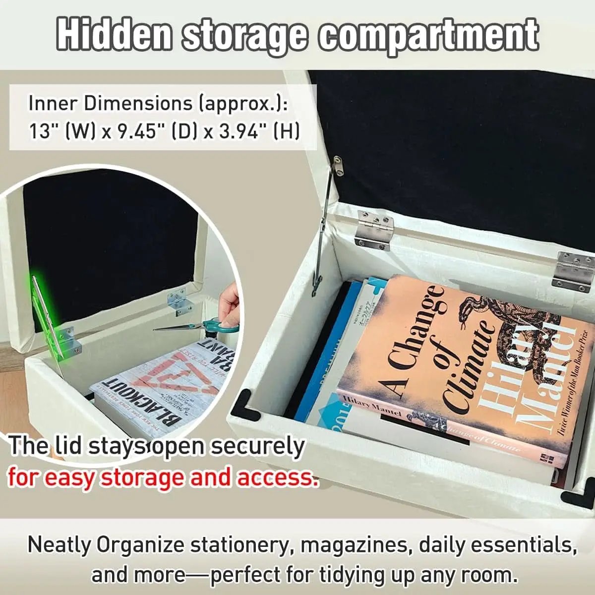 Multifunctional Storage Ottoman With Hidden Lid from PriceLows™
