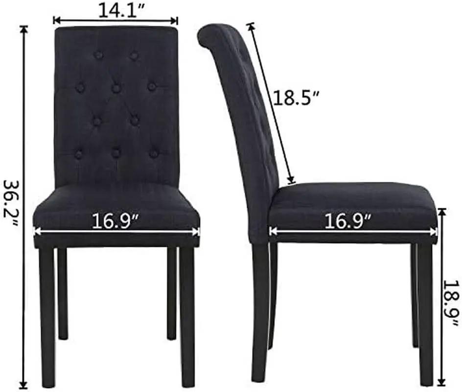 Two Upholstered Fabric Dining Chairs Button Tufting Black from PriceLows™