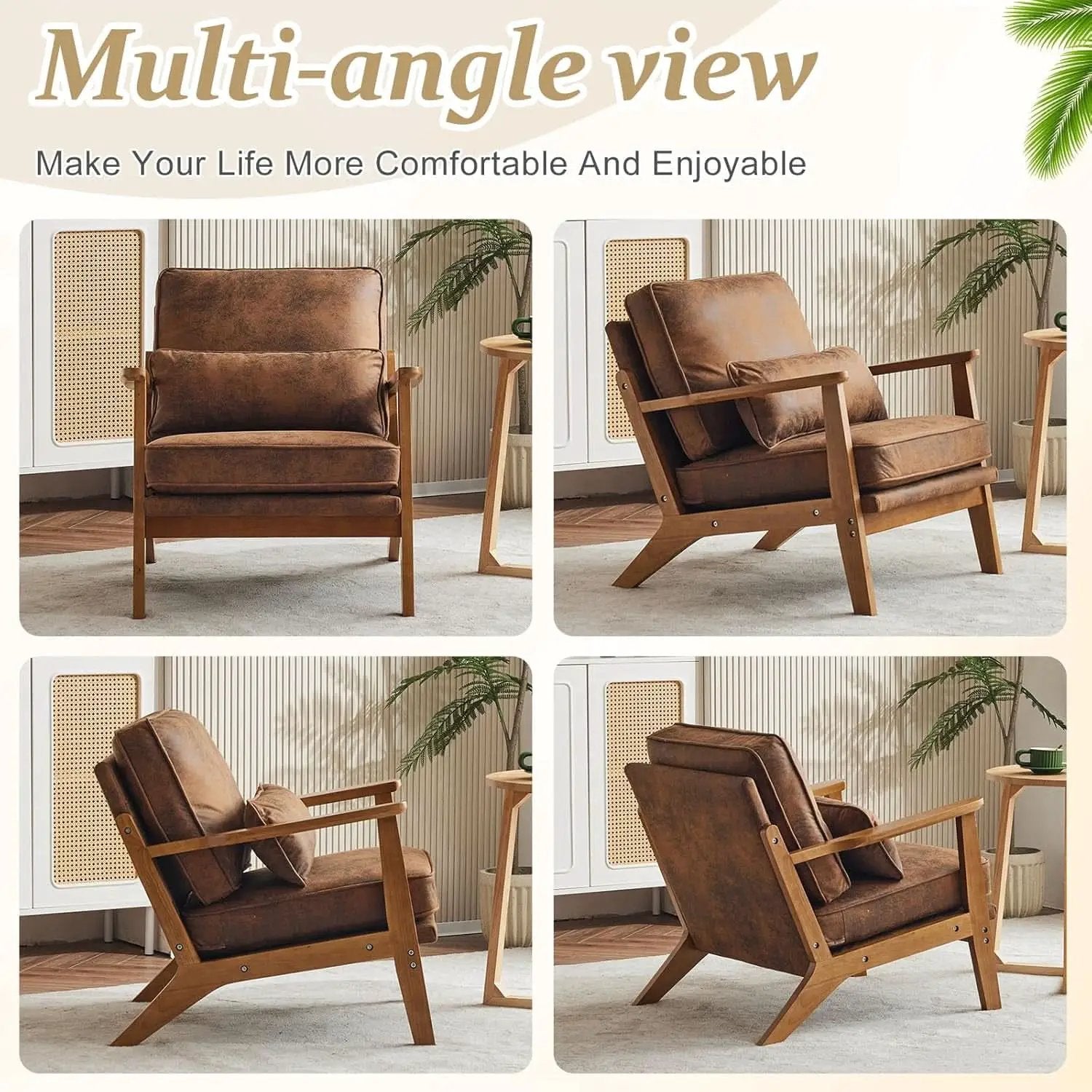 Mid-Century Modern Suede Upholstered Accent Chair Set of 2 from PriceLows™