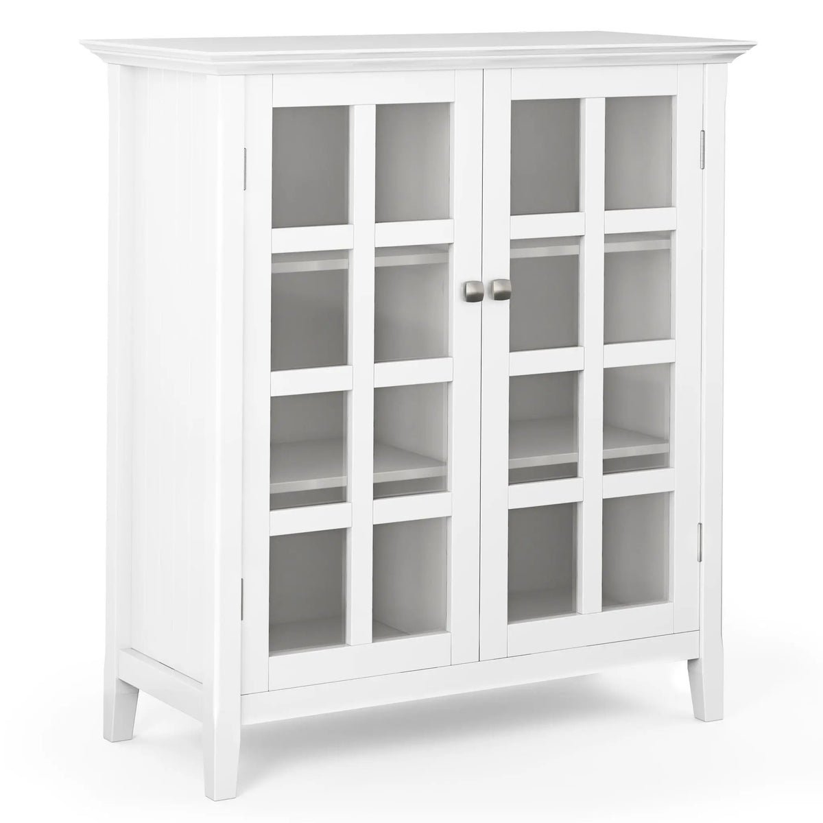 Acadian Storage Cabinet | Medium Handcrafted Solid Wood | Two Glass Doors | Two Adjustable Shelves