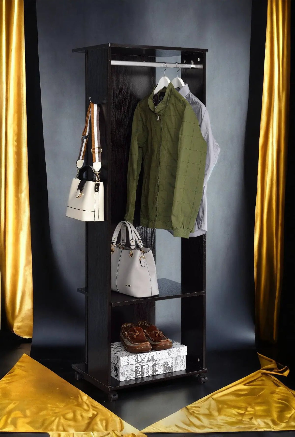 Kolen Hall Tree | Espresso | Hanging Rod | Two Open Compartments