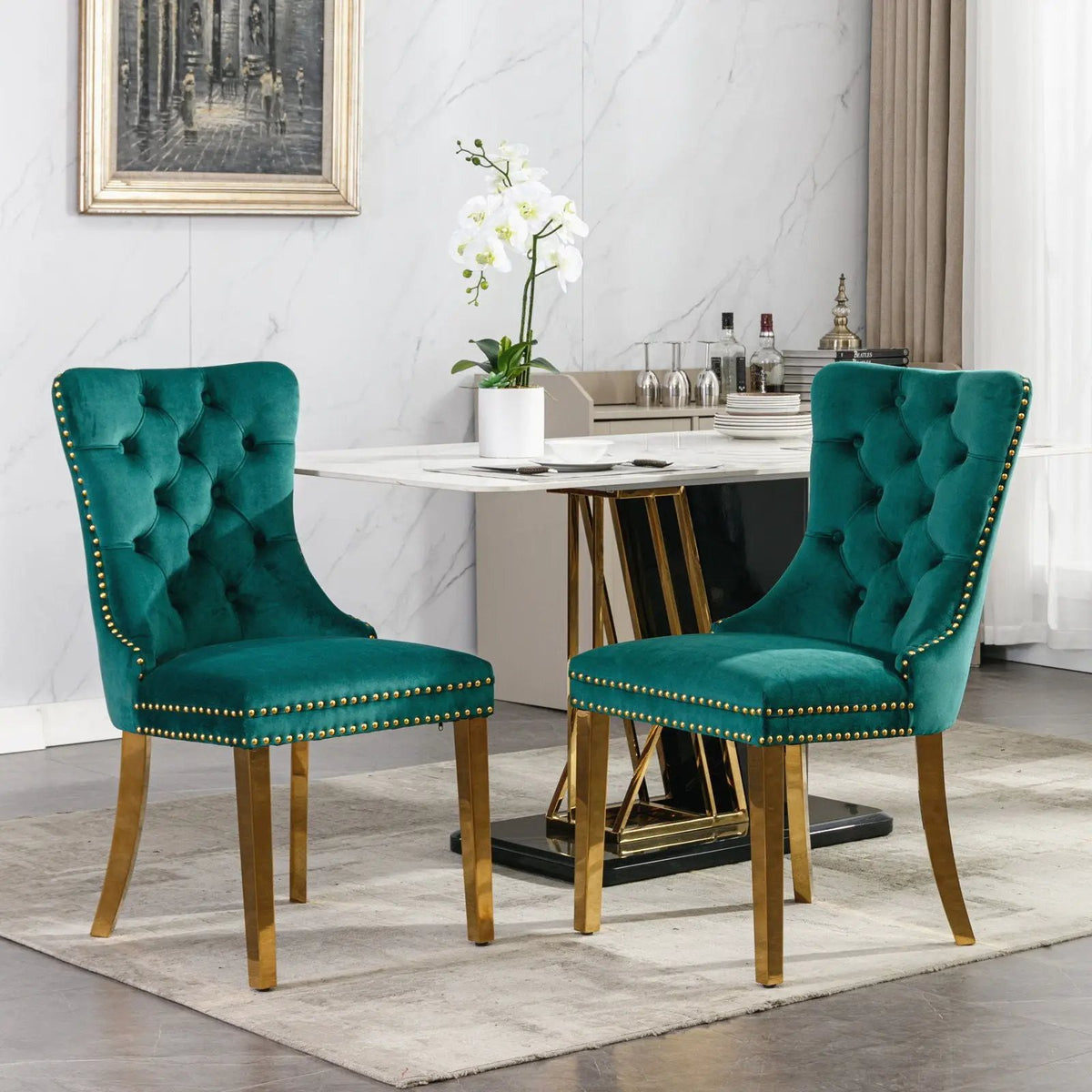 Dining Chair | Tufted Upholstery | Solid Wood Frame | Set Of 2