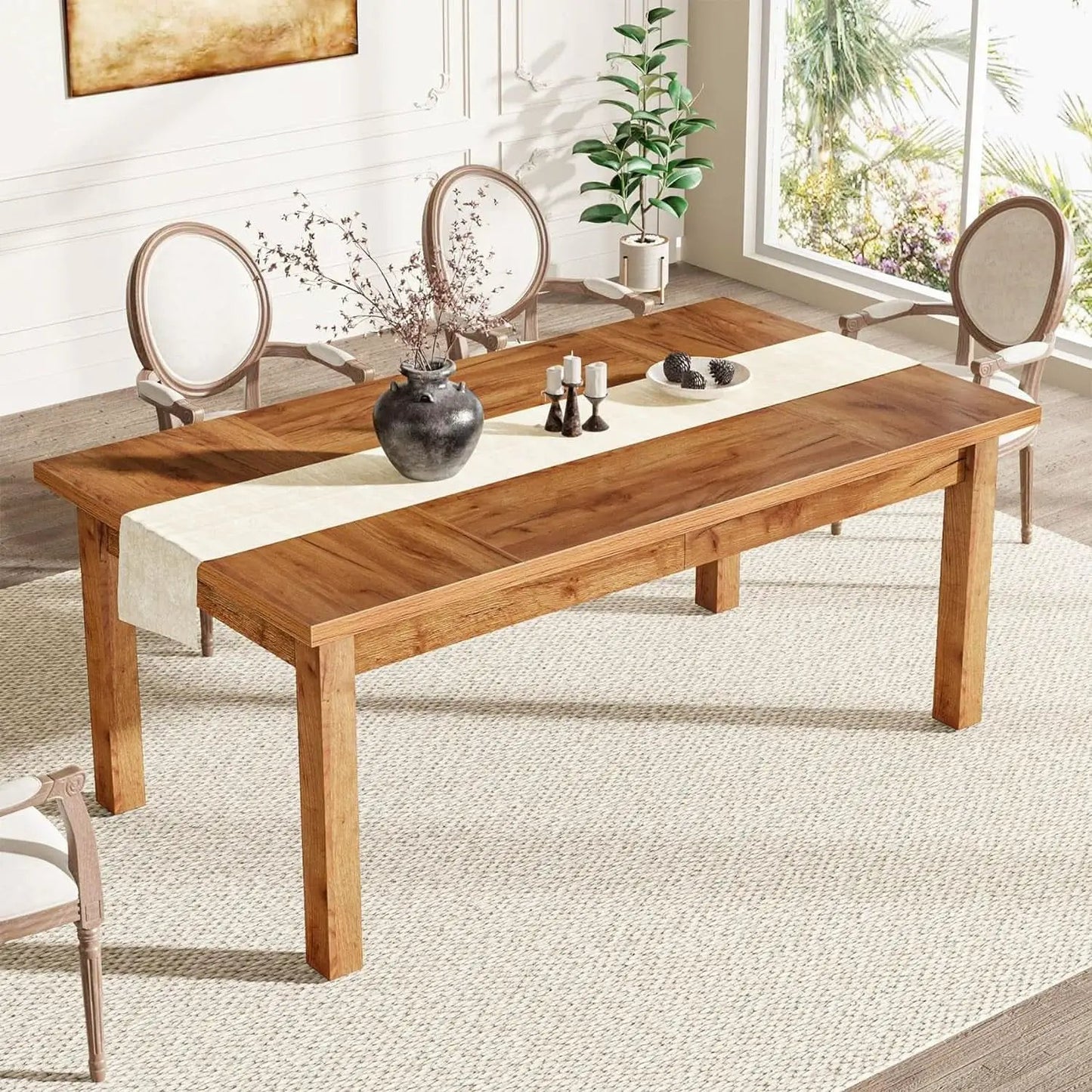 70.87 Inch Wood Dining Table Farmhouse Thickened Legs from PriceLows™