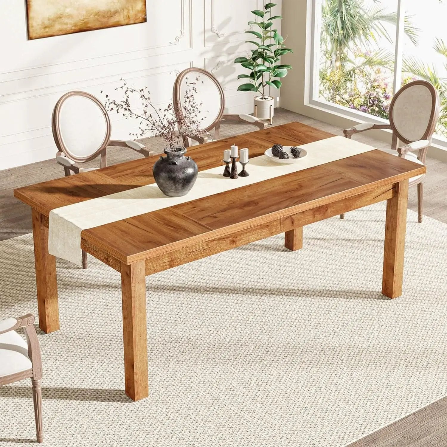 70.87 Inch Wood Dining Table Farmhouse Thickened Legs from PriceLows™