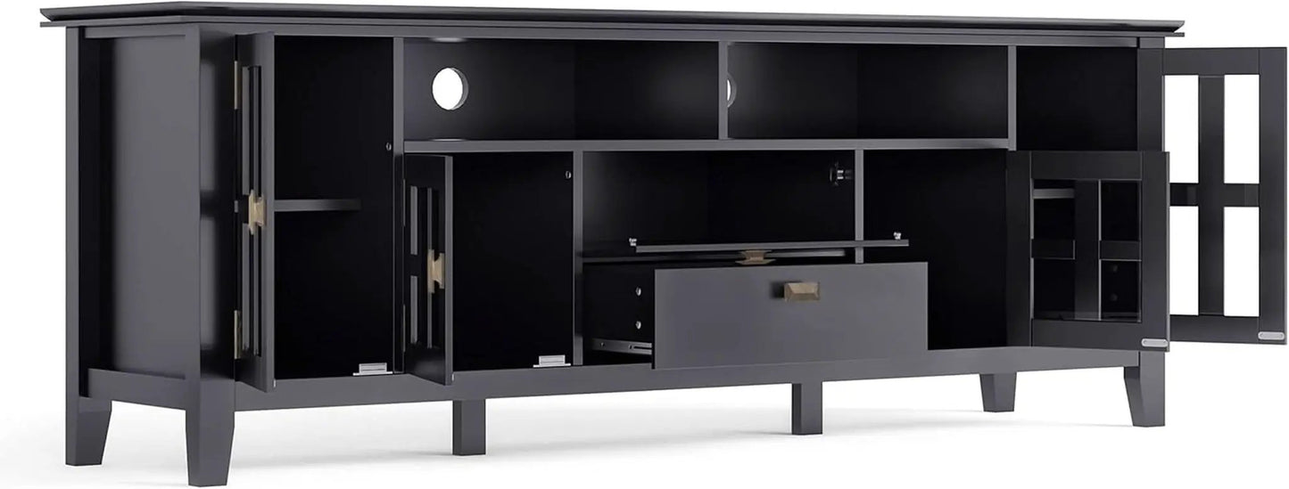 72 Inch Solid Wood TV Stand In Black For 80 Inch TVs from PriceLows™