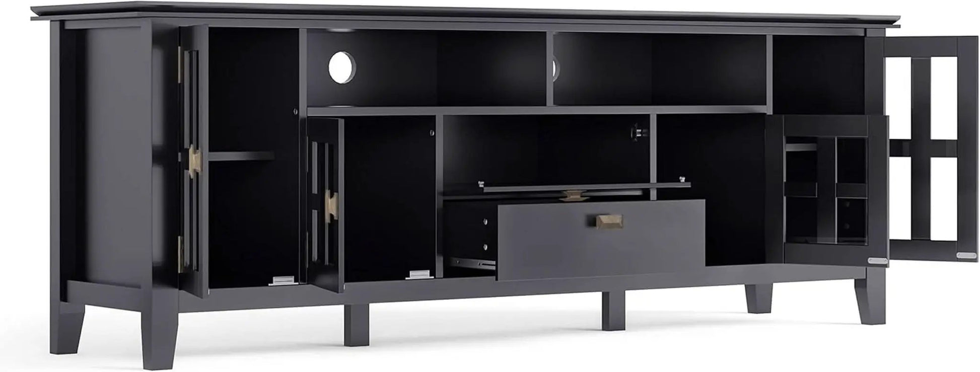 72 Inch Solid Wood TV Stand In Black For 80 Inch TVs from PriceLows™