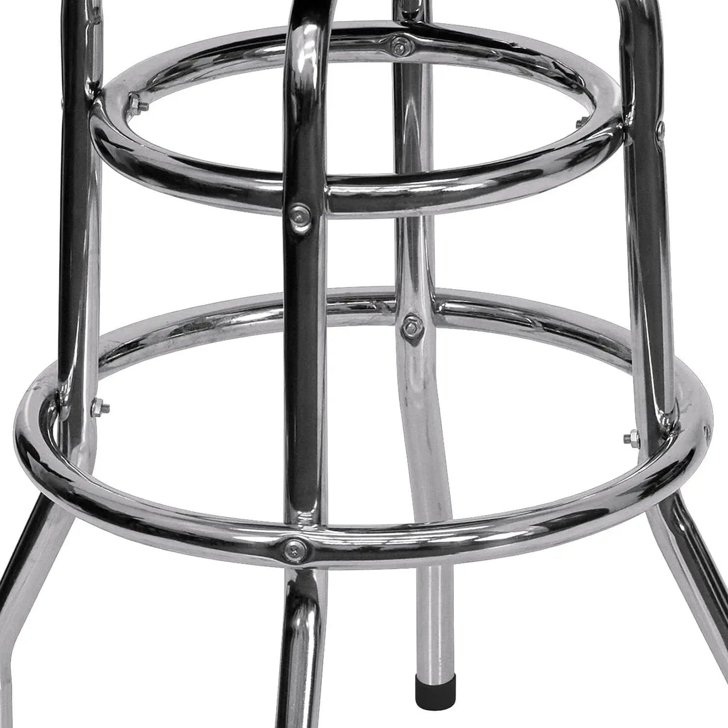 Bruno 2 Pack Bar Stool Chrome Double Ring Black Seat from PriceLows™