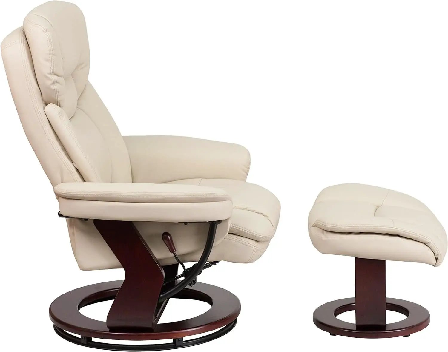 Beige Leathersoft Upholstered Recliner With Ottoman from PriceLows™