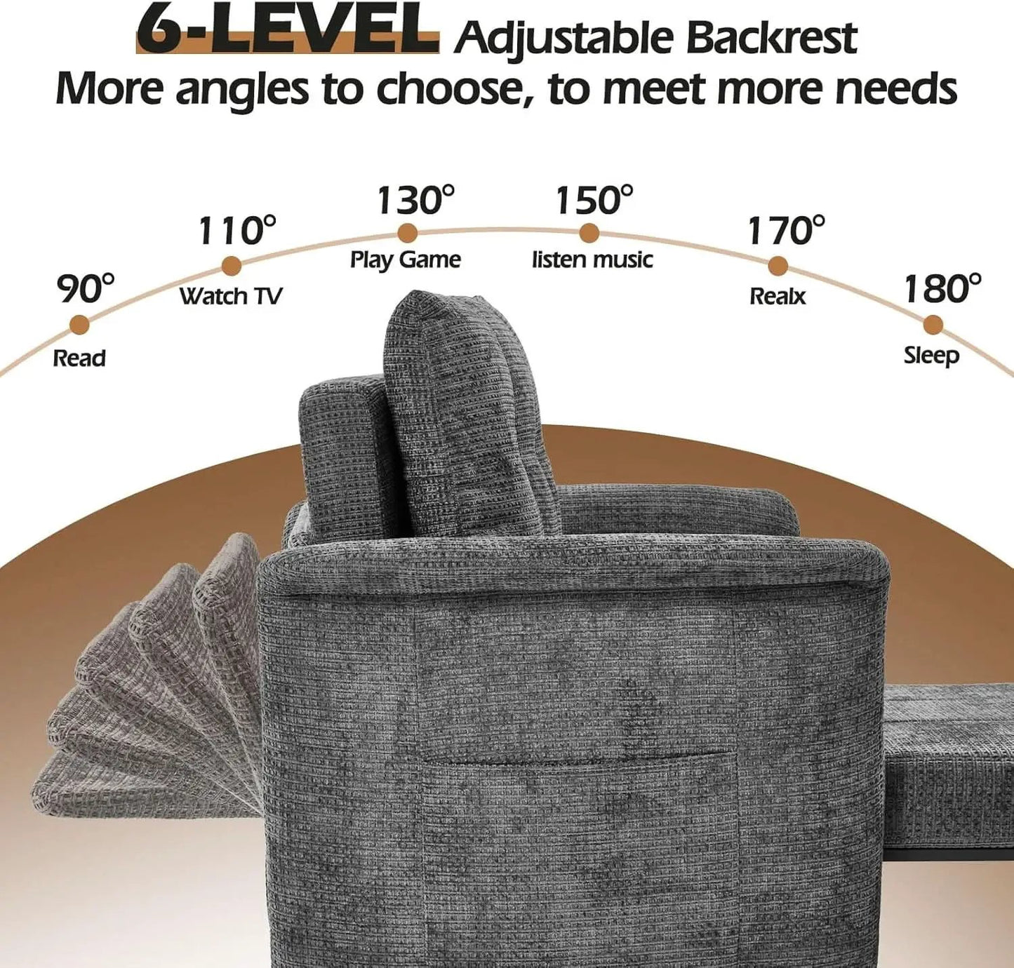 Convertible Sleeper Chair 79-Inch With Adjustable Backrest from PriceLows™