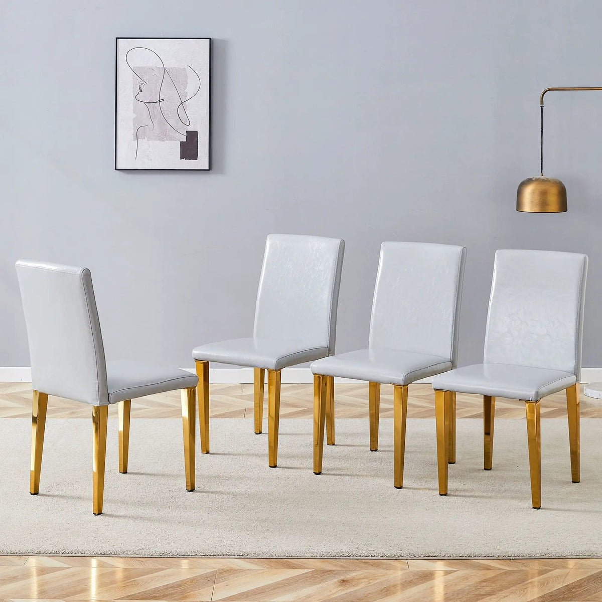 Modern Dining Chairs With Metal Legs Chair Set | 3 Pieces | Metal | Dining Room