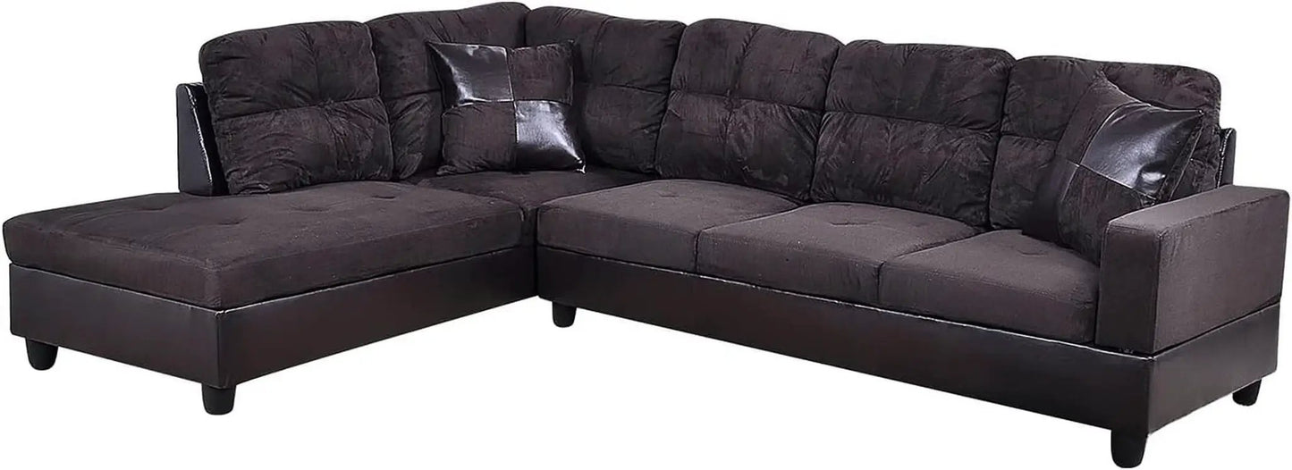 Espresso L Shaped Sectional Sofa Set Left Hand Facing from PriceLows™