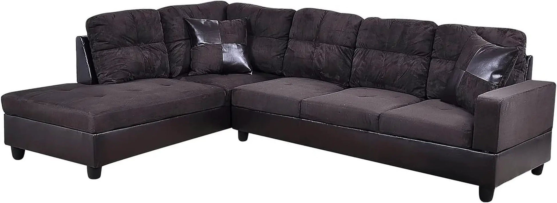 Espresso L Shaped Sectional Sofa Set Left Hand Facing from PriceLows™