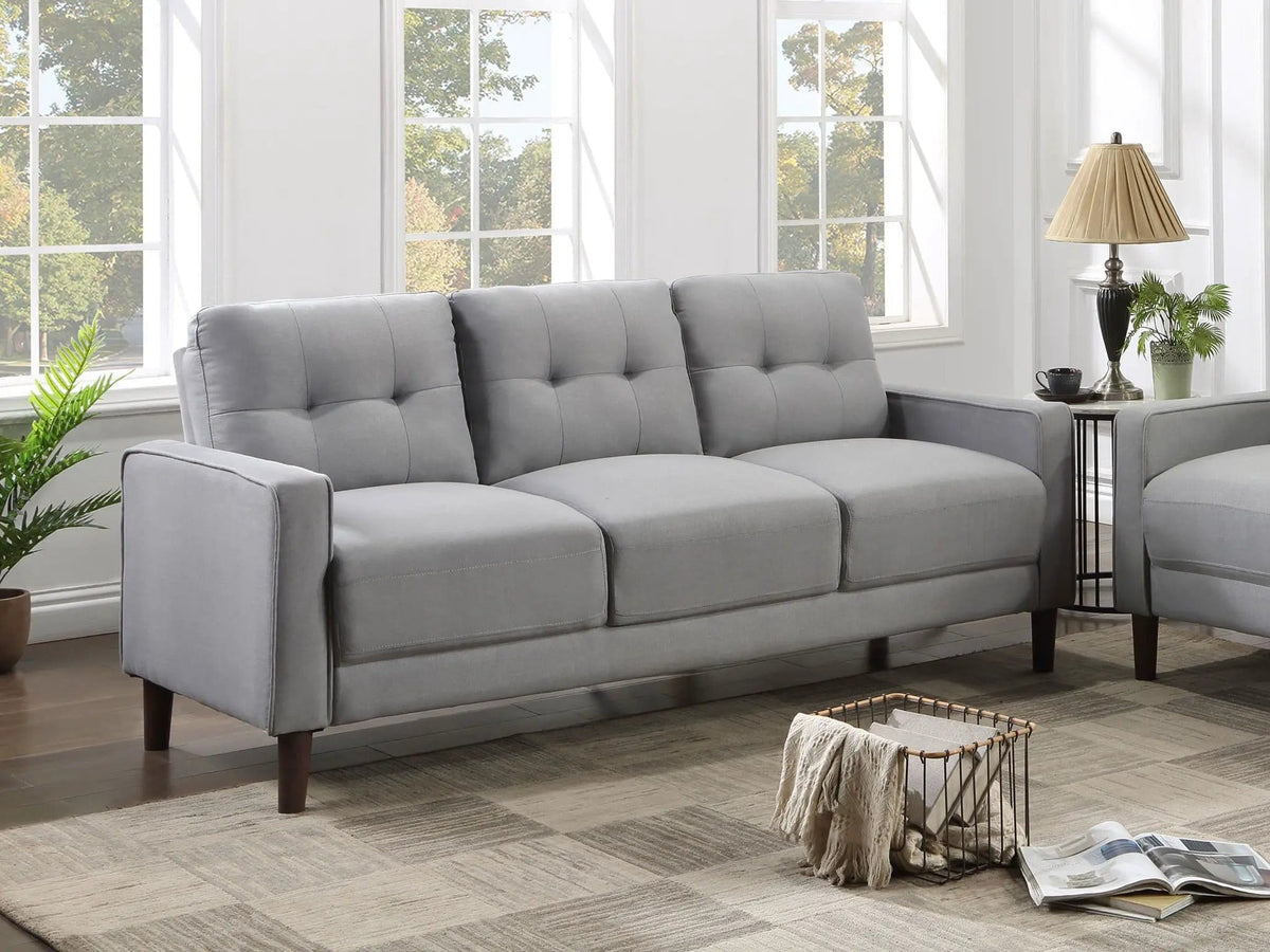 Bowen Upholstered Track Arm Tufted Sofa | 76 x 32.75 x 34.25 in | Fabric | Grey