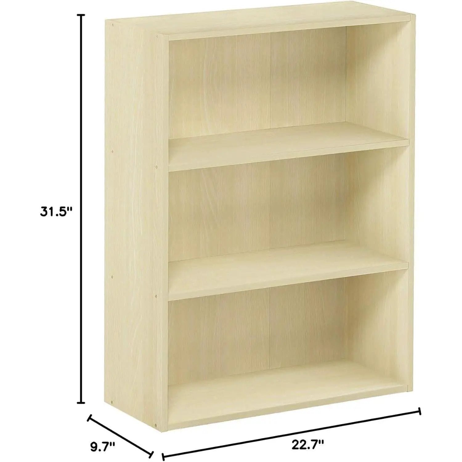 Pasir 3-Tier Open Shelf Bookcase Maple 22.7W X 9.7D X 31.5H from PriceLows™