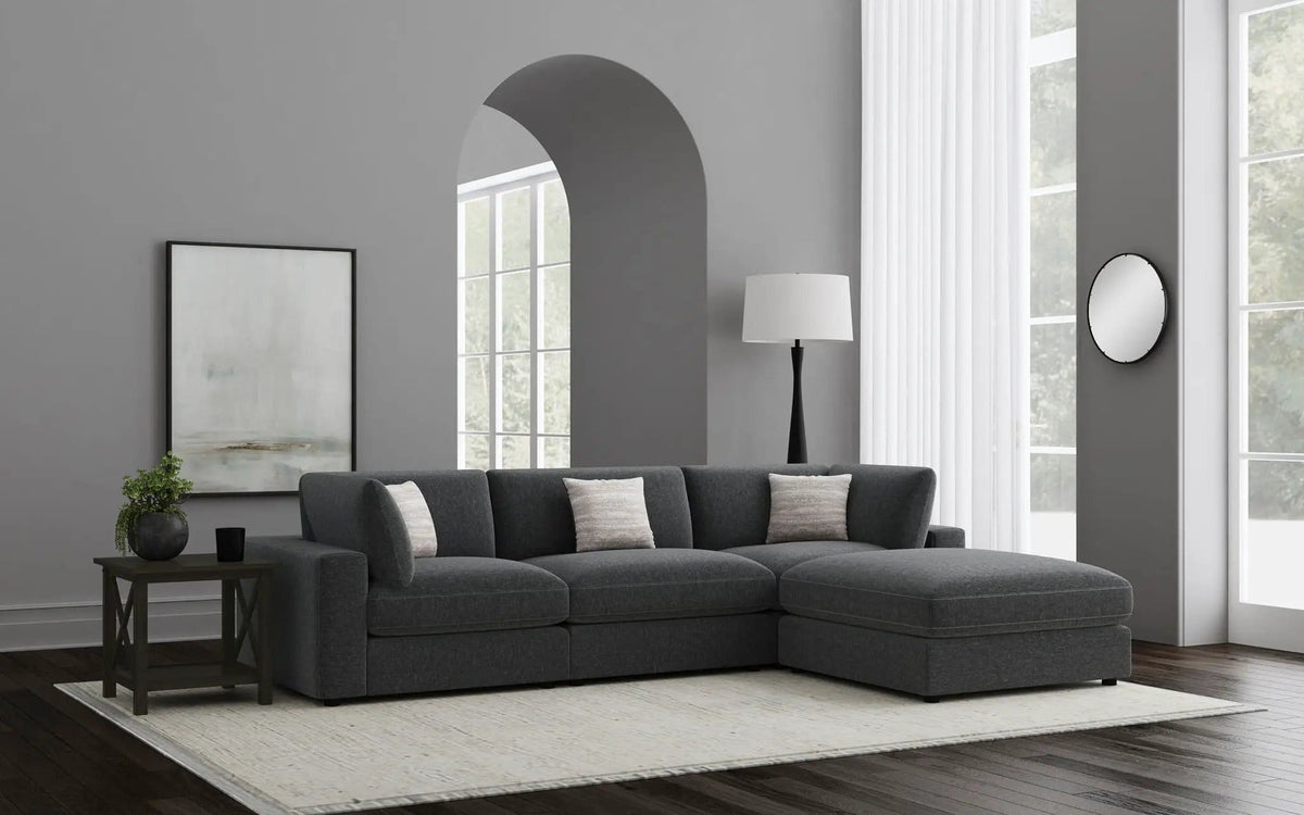 Serene 4-piece Upholstered Modular Sectional Sofa | 4-Piece Set | Linen | Charcoal