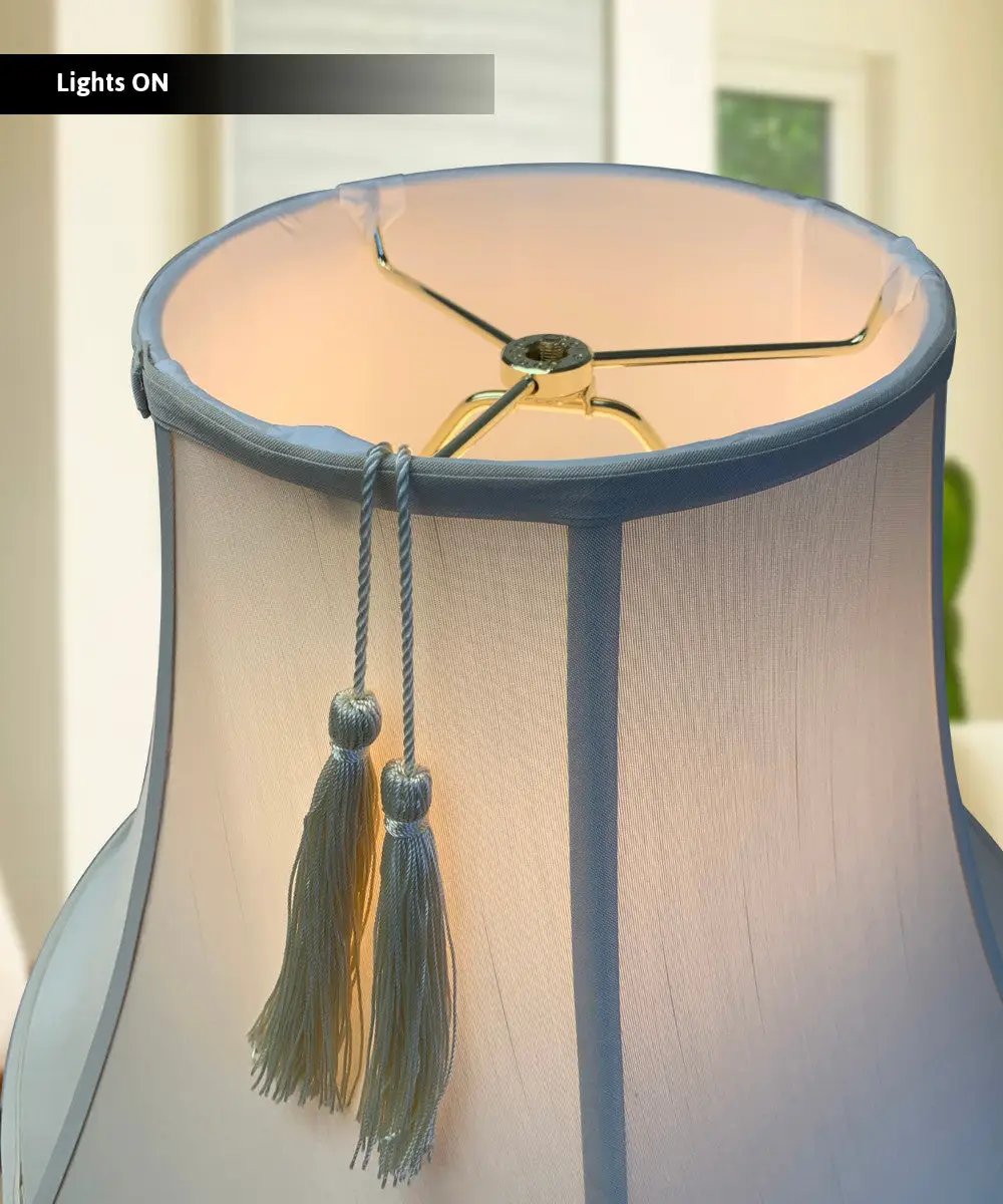 Lamp Shade | Shantung Fabric Tassel Design | 16 X 12 Inches | Eggshell Color
