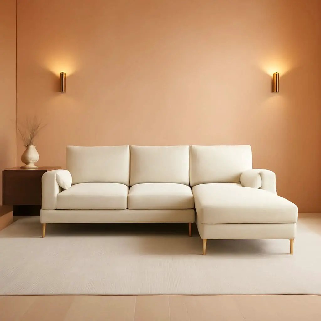 Convertible Sectional Sofa 110 Inch U Shape Creamy White from PriceLows™
